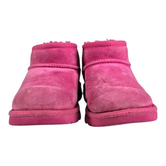 UGG Kids Pink Suede Ankle Boots Shearling Lined Size 13 Cozy Slip On Play Winter - Picture 7 of 13